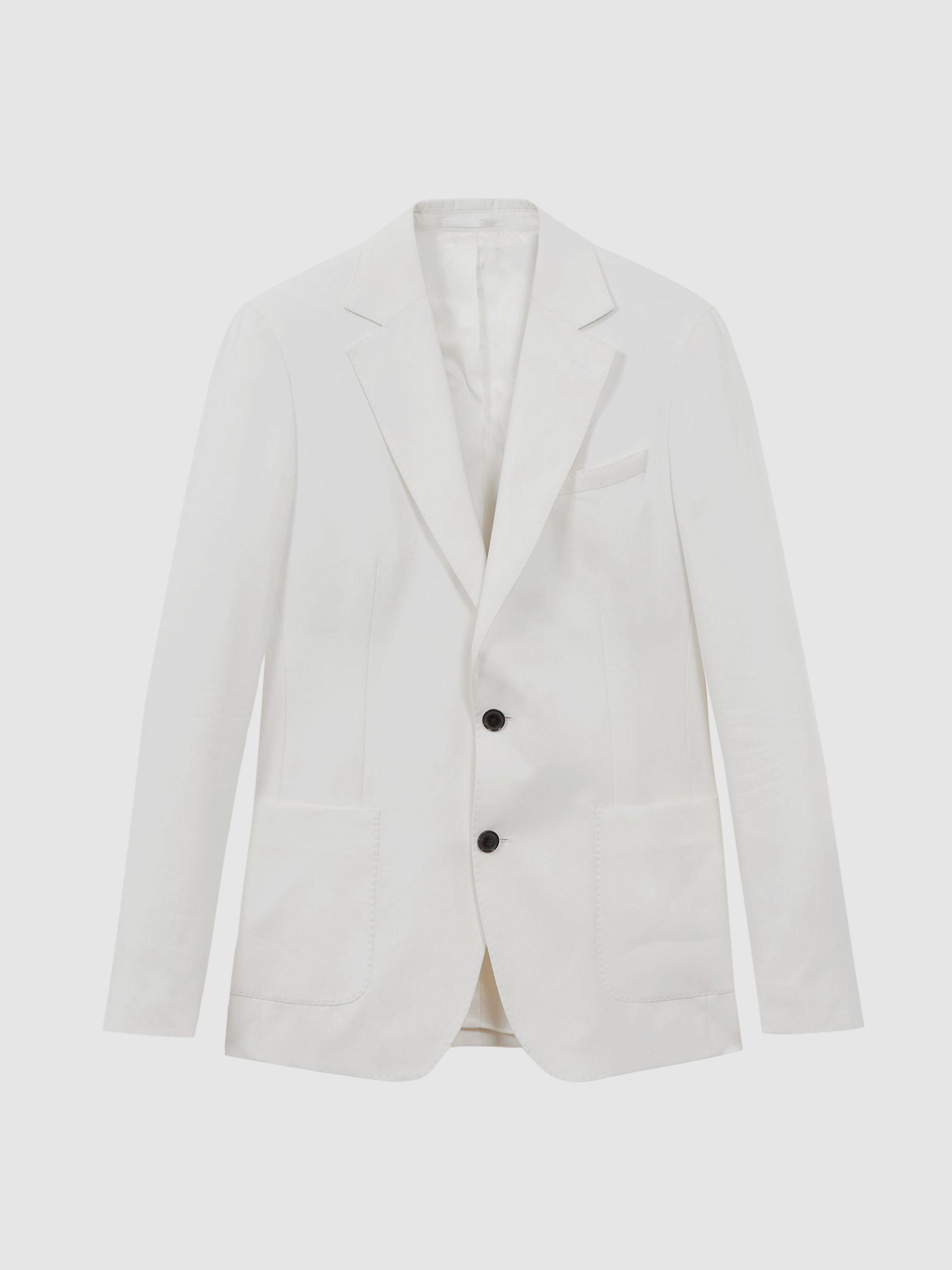 Atelier Sea Island Cotton Slim Fit Single Breasted Blazer in White Product Image