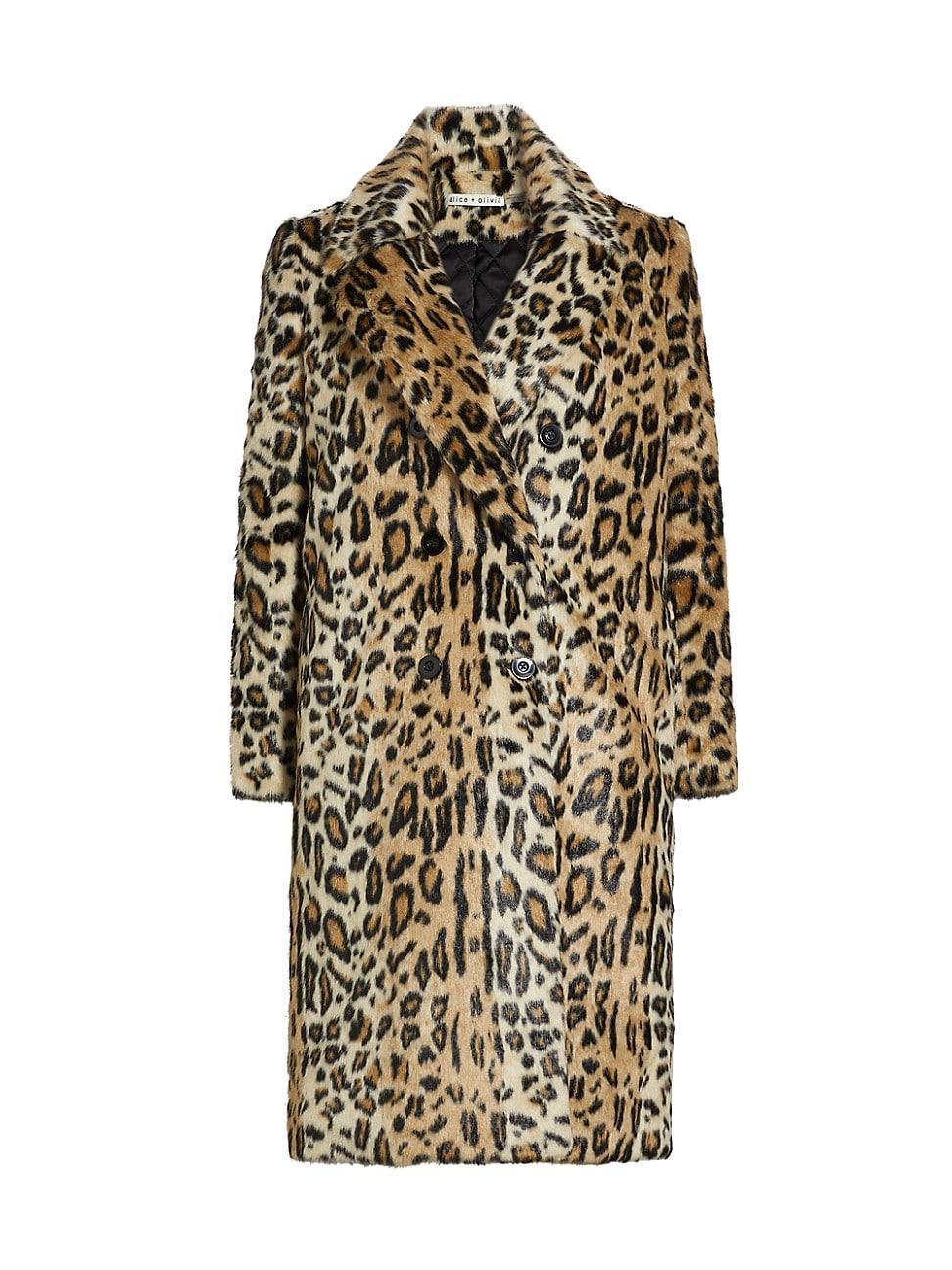Womens Nicholas Leopard Faux-Fur Coat Product Image