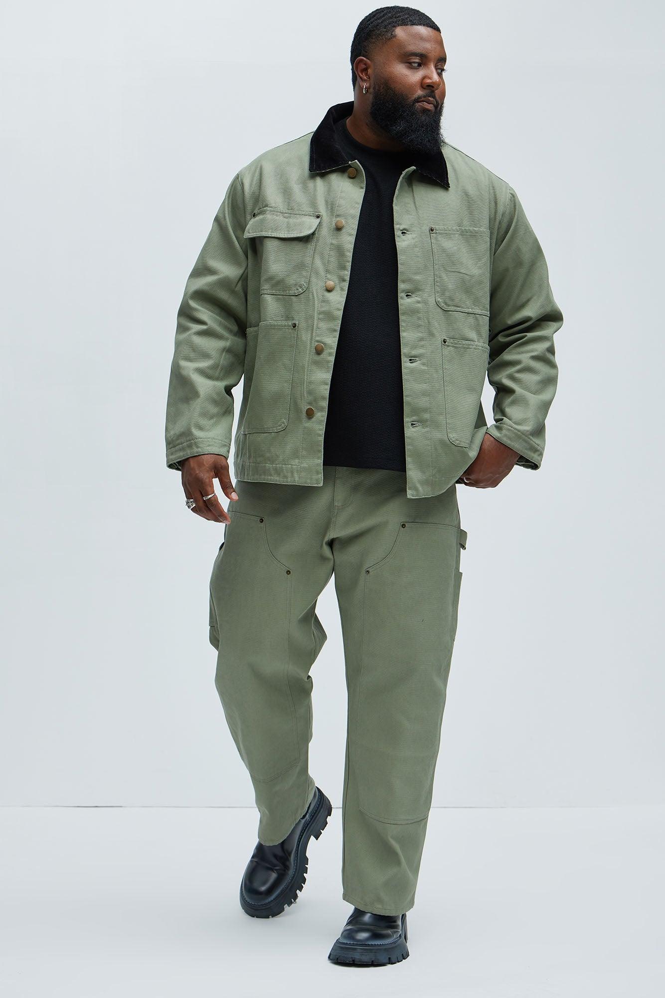 Alexander Double Knee Straight Utility Canvas Pants - Olive Product Image