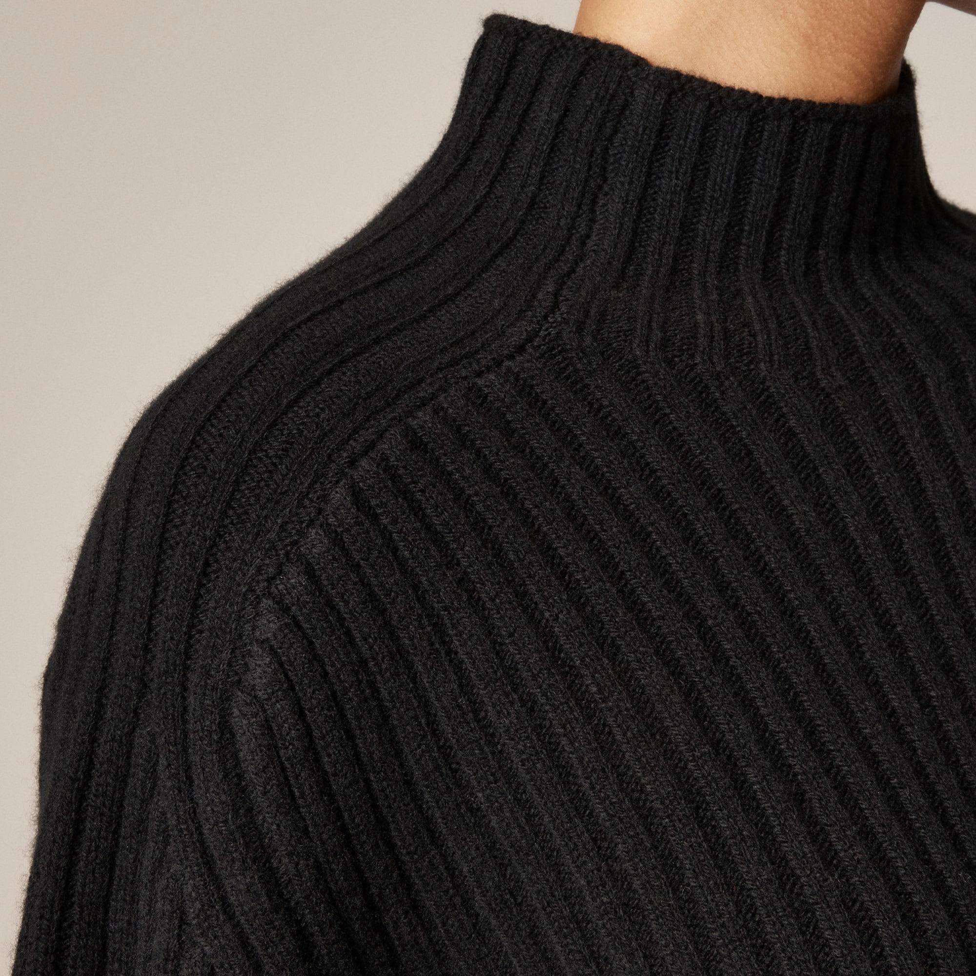 Ribbed turtleneck mini sweater-dress in vintage wool Product Image