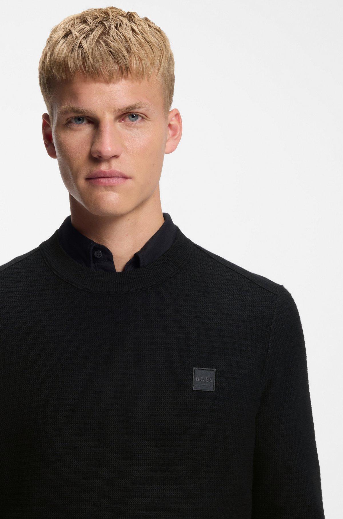 Cotton-cashmere sweater with logo patch Product Image