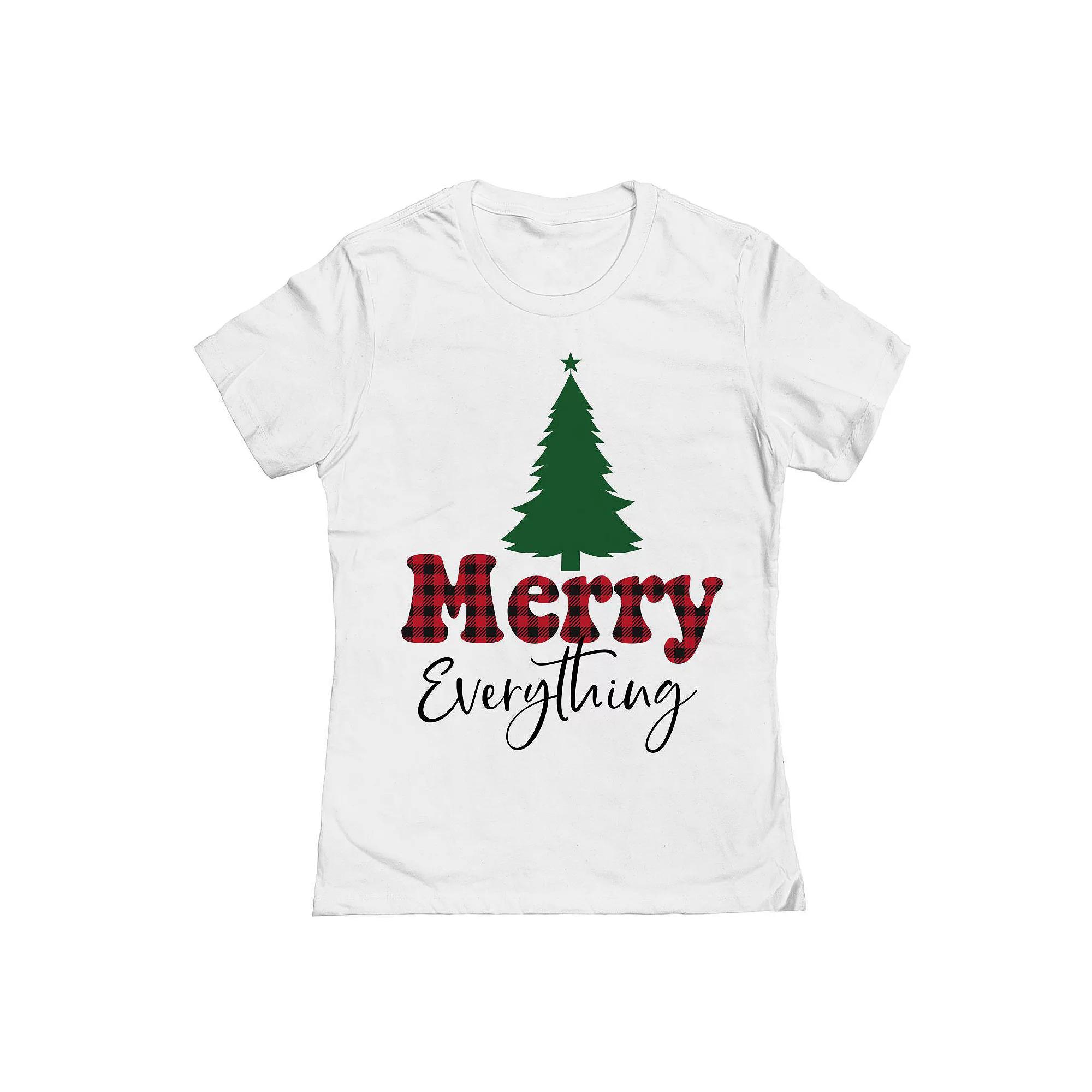Junior's Christmas Merry Everything Graphic Tee, Women's,  Product Image