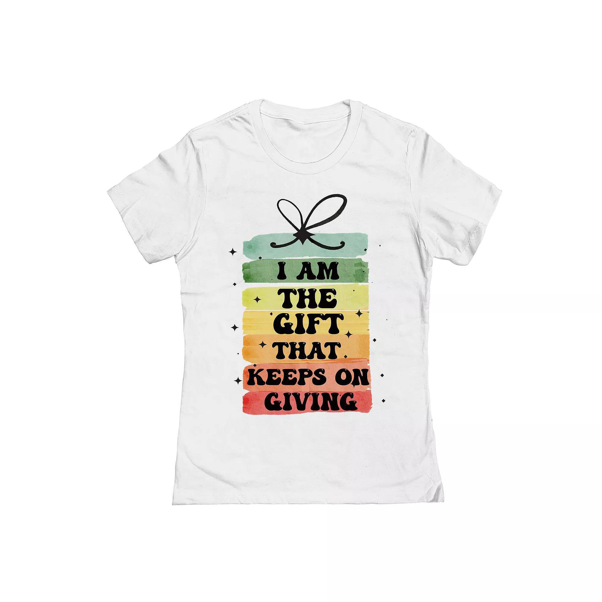 Junior's Christmas I Am The Gift Graphic Tee, Women's, Size: Small, White Product Image