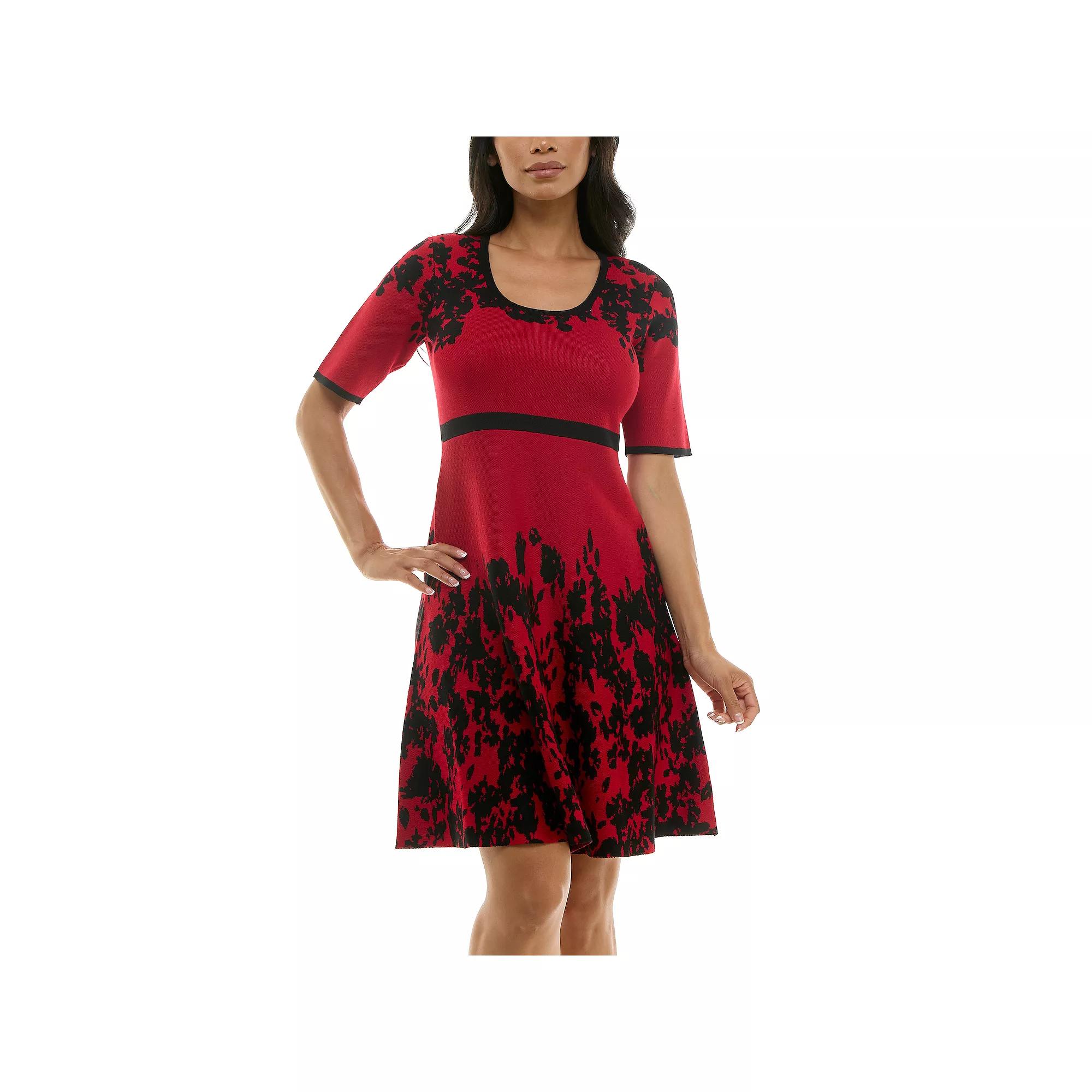 Women's Nina Leonard Scoopneck Fit & Flare Sweater Dress,  Product Image