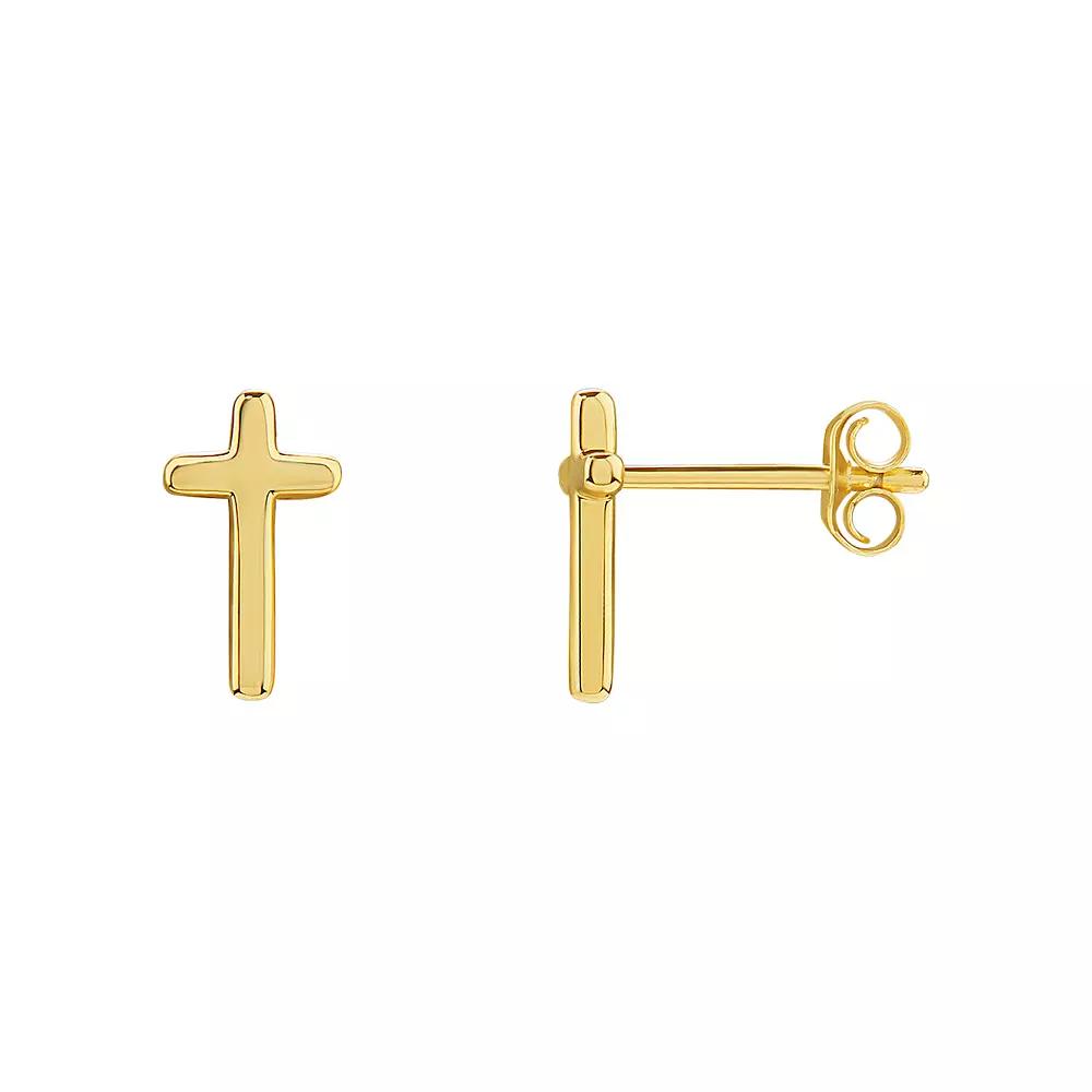 PRIMROSE Sterling Silver Cross Stud Earrings, Women's, Yellow Gold Tone Product Image