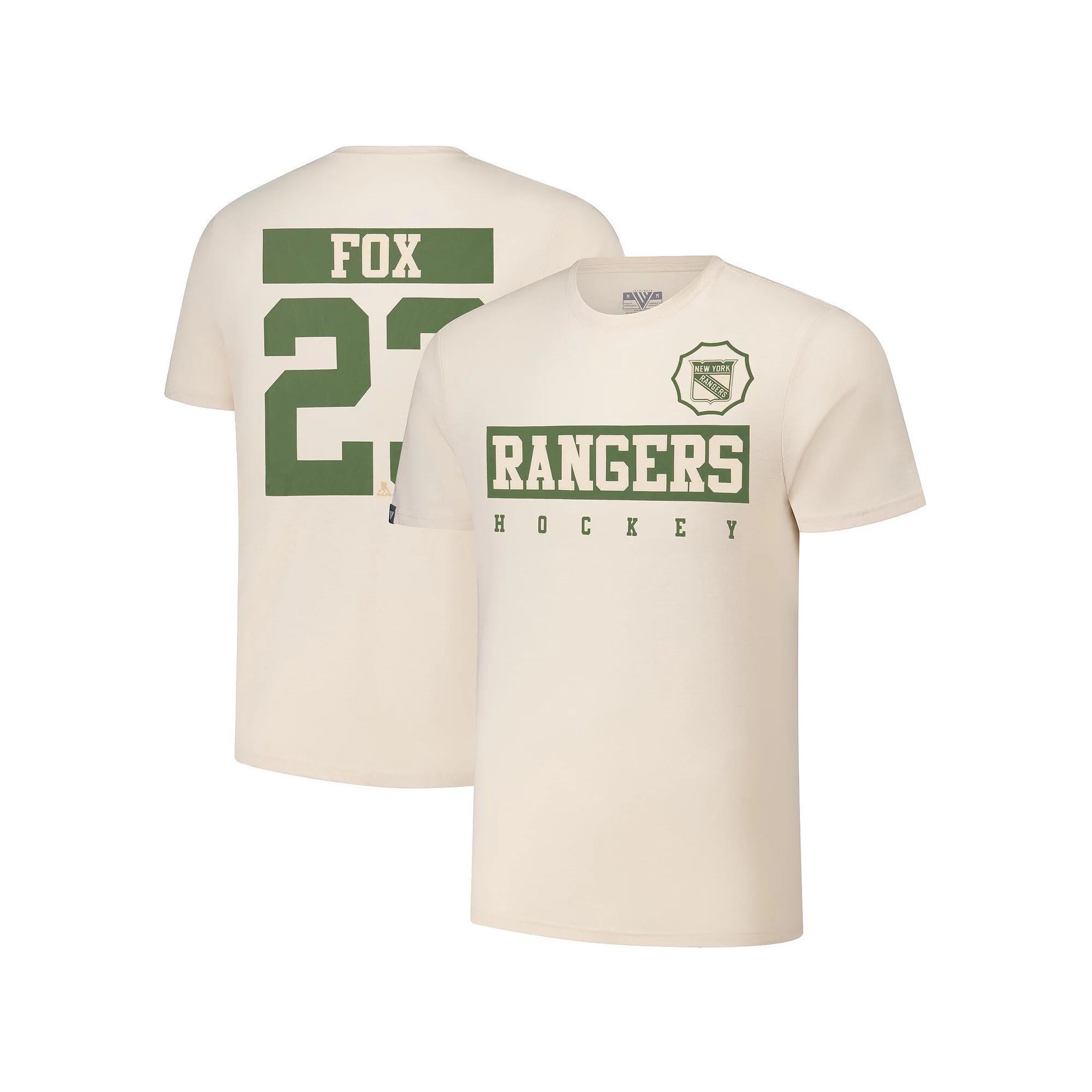 Men's Levelwear Adam Fox Khaki New York Rangers 2024 NHL Military Appreciation Richmond Delta Player Name & Number T-Shirt,  Product Image