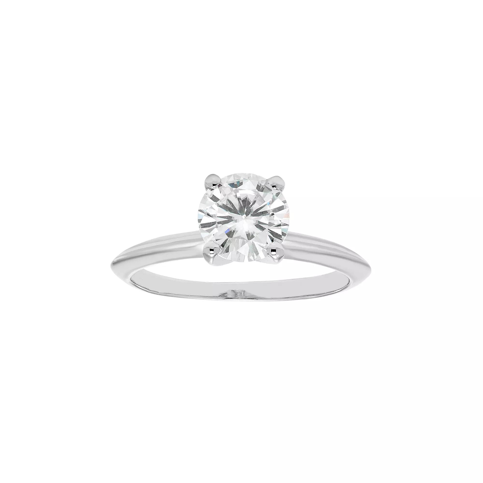 14k White Gold 1 Carat T.W. Lab-Created Moissanite Engagement Ring, Women's, Size: 8 Product Image