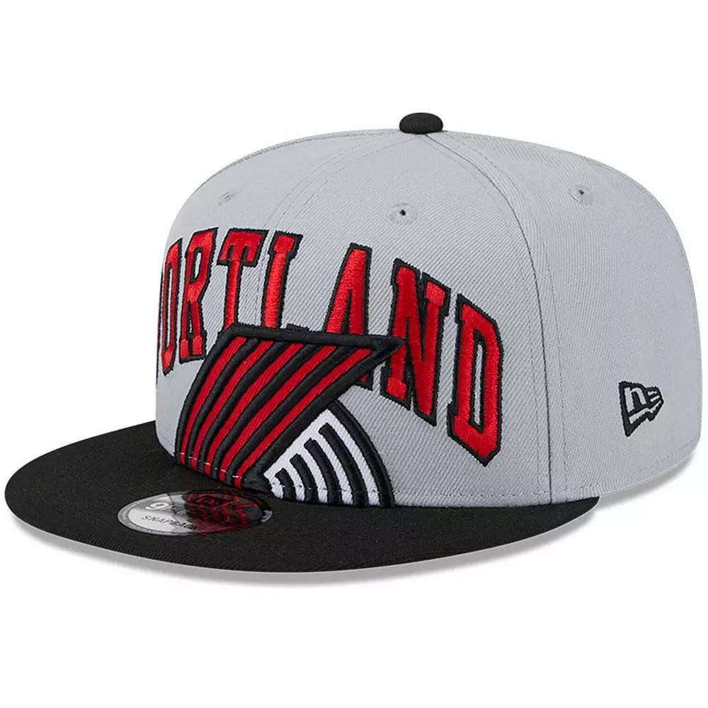 Men's New Era Gray/Black Portland Trail Blazers Tip-Off Two-Tone 9FIFTY Snapback Hat, Grey Product Image