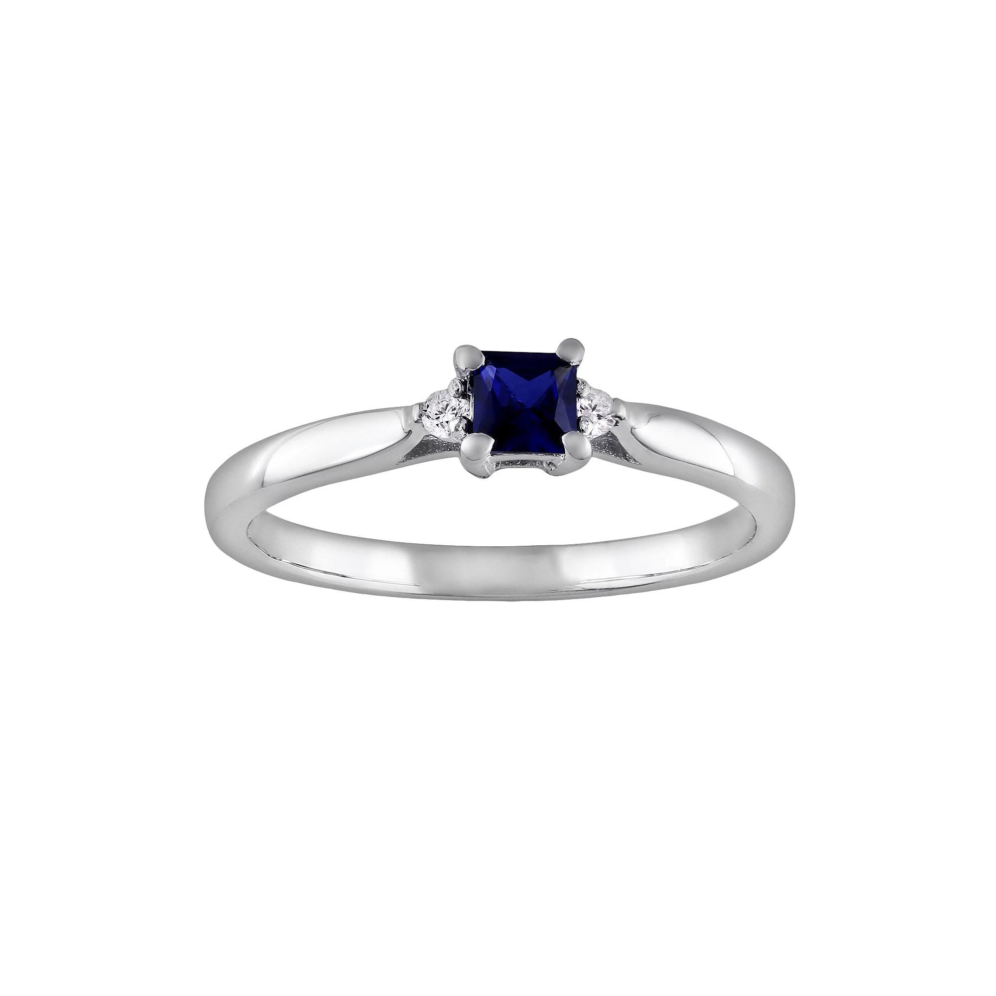 Stella Grace Sterling Silver Lab-Created Sapphire and Diamond Accent Ring, Women's, Size: 5 Product Image