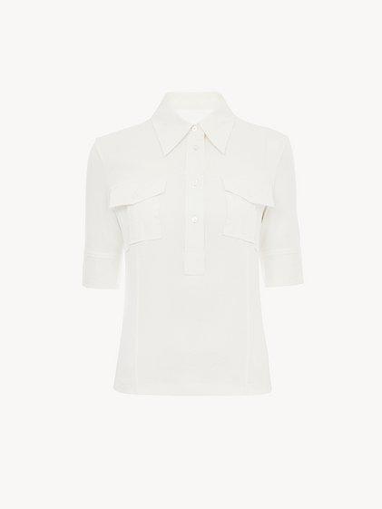 Short-sleeve utilitarian top in cotton Product Image