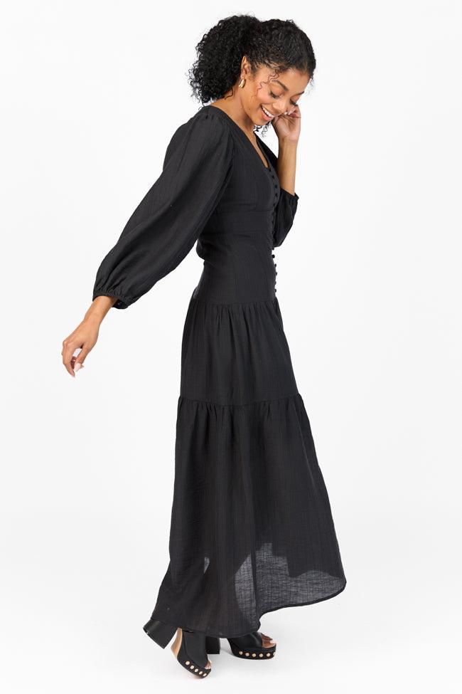 Enchanting Moments Black Button Detail Maxi Dress FINAL SALE Product Image