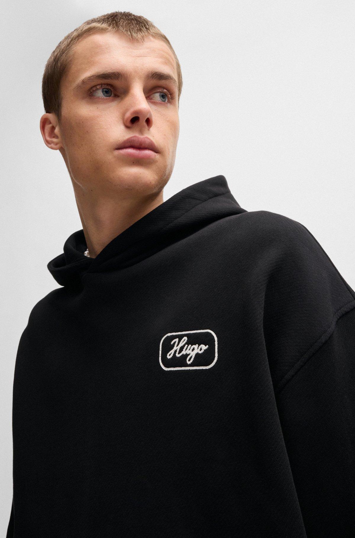 Cotton-terry hoodie with embroidered artwork Product Image