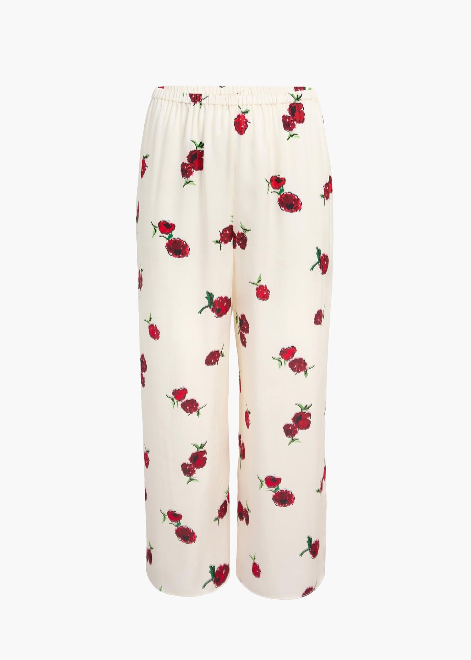 Mindy Pant in Cream with Raspberry Print Product Image