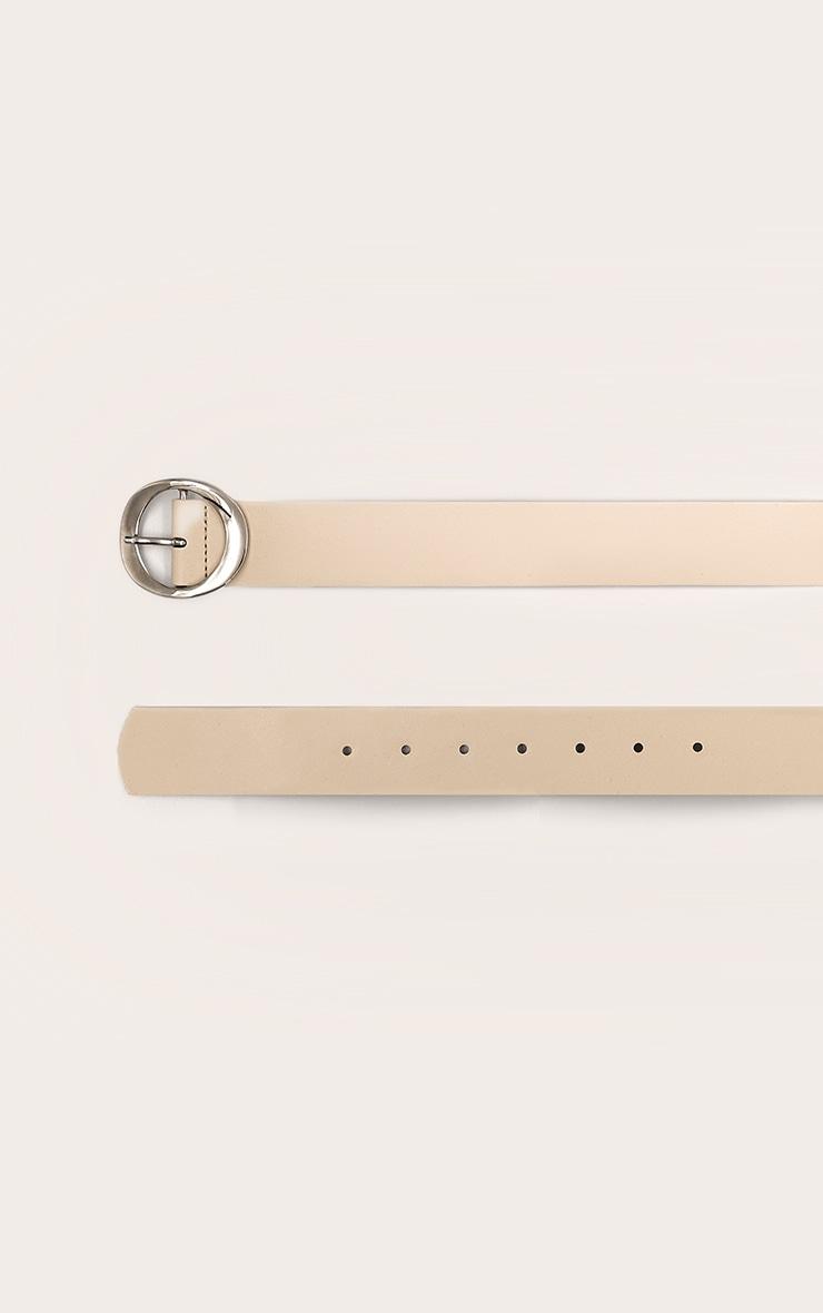 Cream Pu Curved O-ring Silver Buckle Belt Product Image