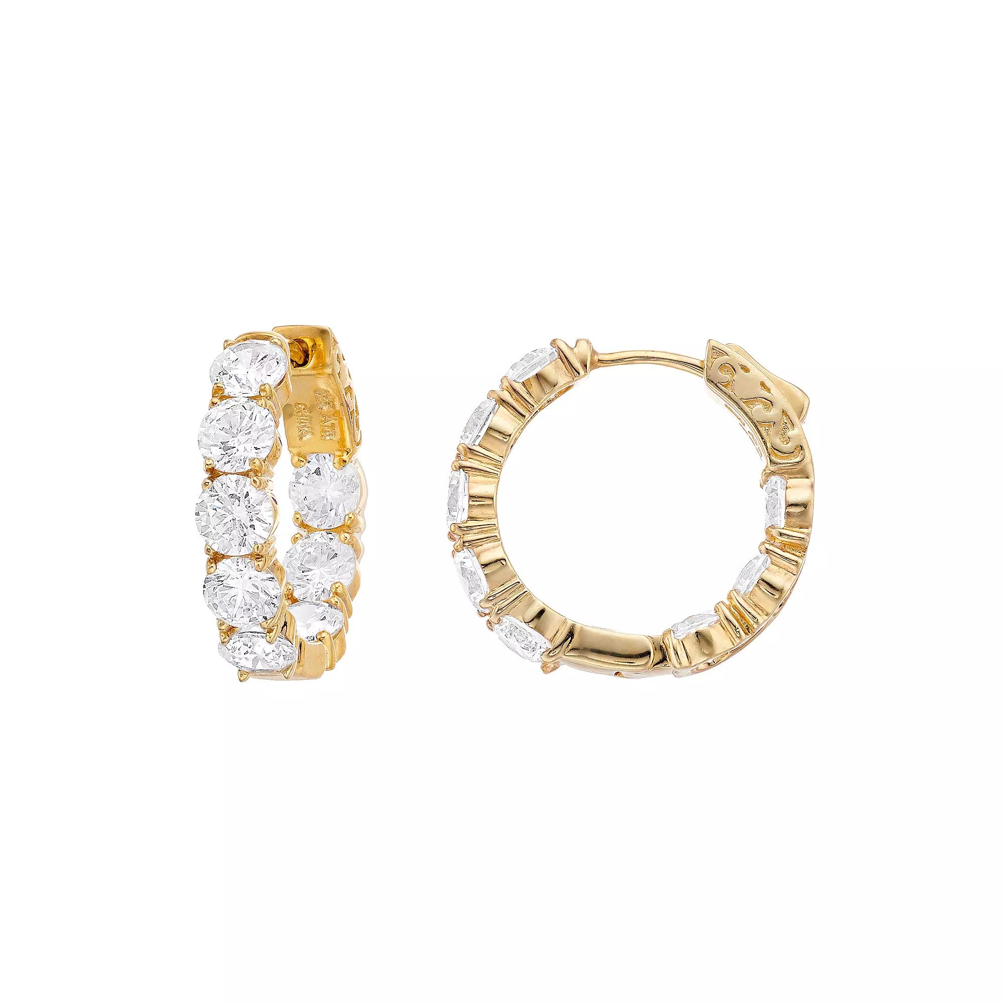 Rosabella 18k Gold-Over-Sterling Silver Cubic Zirconia Huggie Hoop Earrings, Women's, Gold Tone Product Image