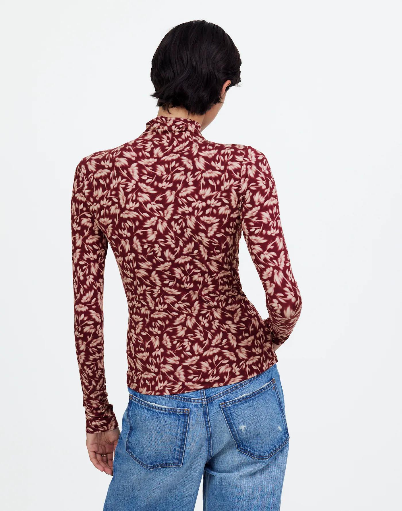 Long-Sleeve Mockneck Tee in Floral Product Image
