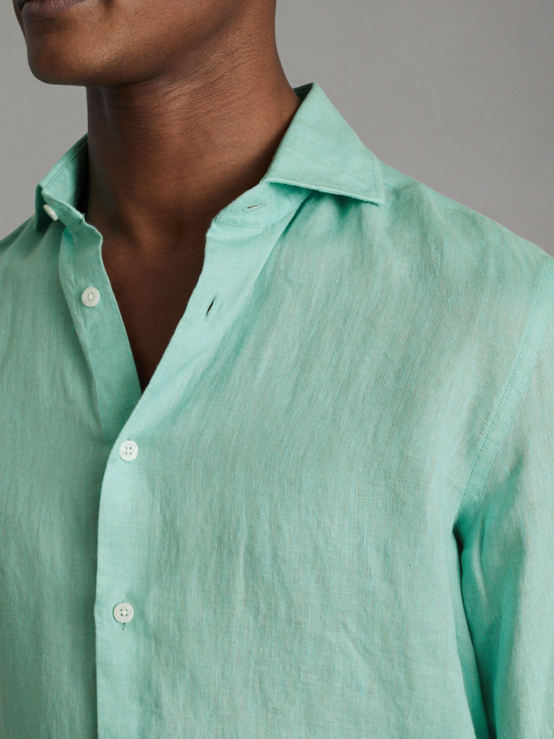 Linen Button-Through Shirt in Bermuda Green Product Image