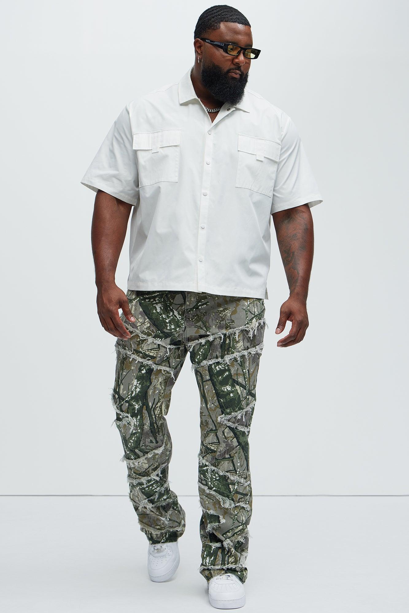 All Over Fray Stacked Skinny Flare Jeans - Green/combo Product Image