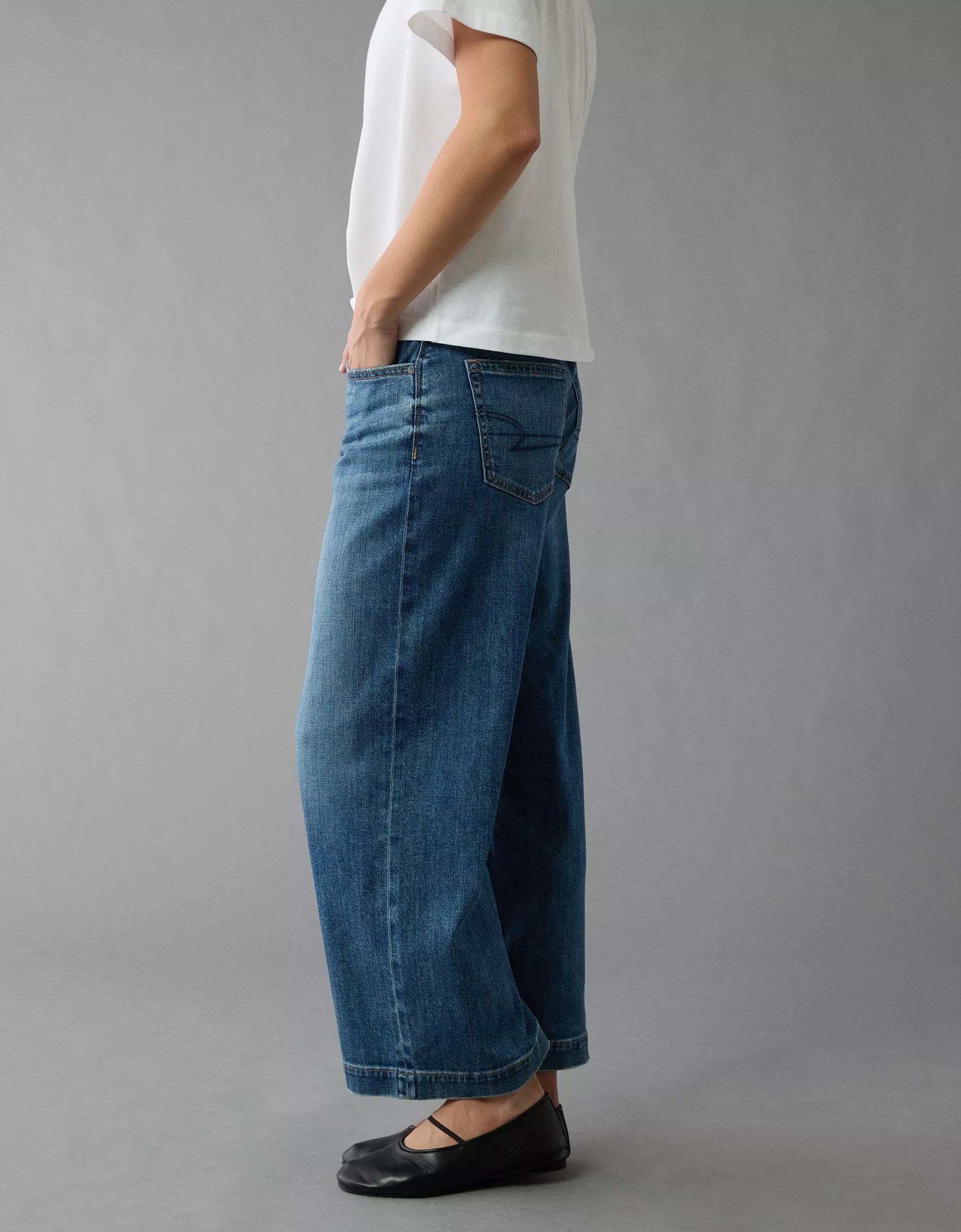 AE Stretch Low-Rise Baggy Wide-Leg Crop Jean Product Image
