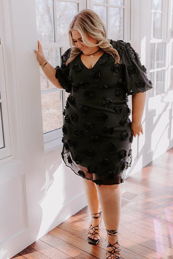 Dream Come True Applique Mini Dress in Black Curves Product Image