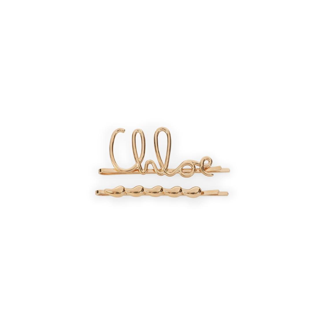 CHLOÉ Iconic Hair Clips Accessories In Metallic Product Image