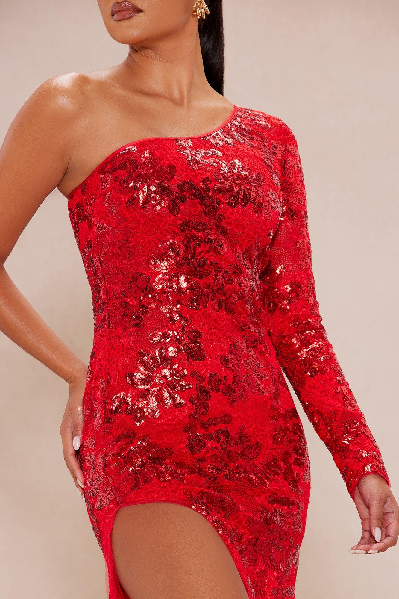 Paris Sequin Lace Gown - Red Product Image