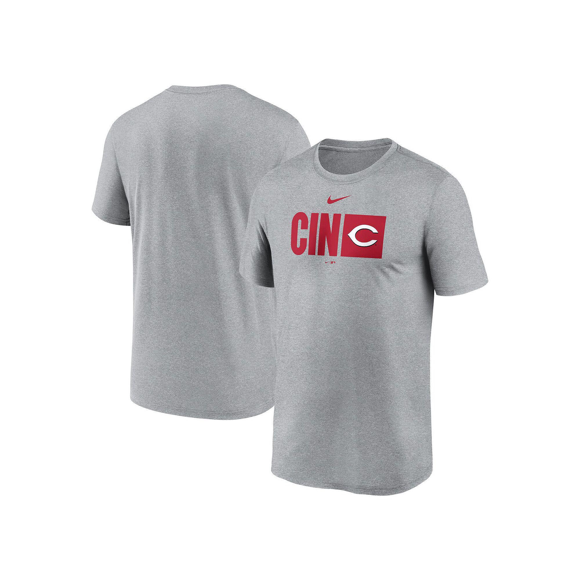 Men's Nike  Heather Gray Cincinnati Reds Tricode Legend T-Shirt, Size: Small, Red Grey Product Image