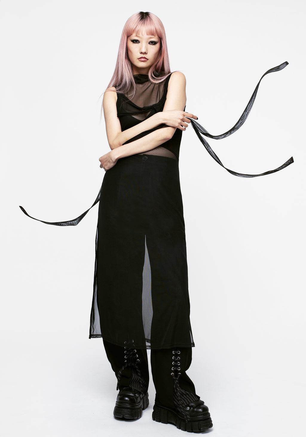 Madison Ruched Mesh Midaxi Dress Product Image