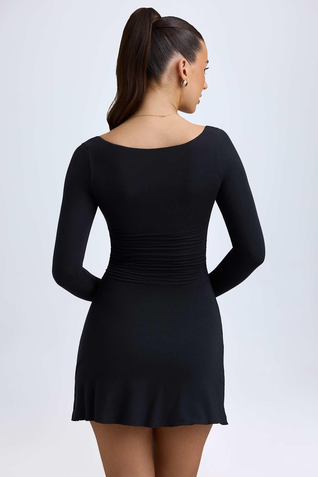 Modal Layered A-Line Mini Dress in Black Product Image