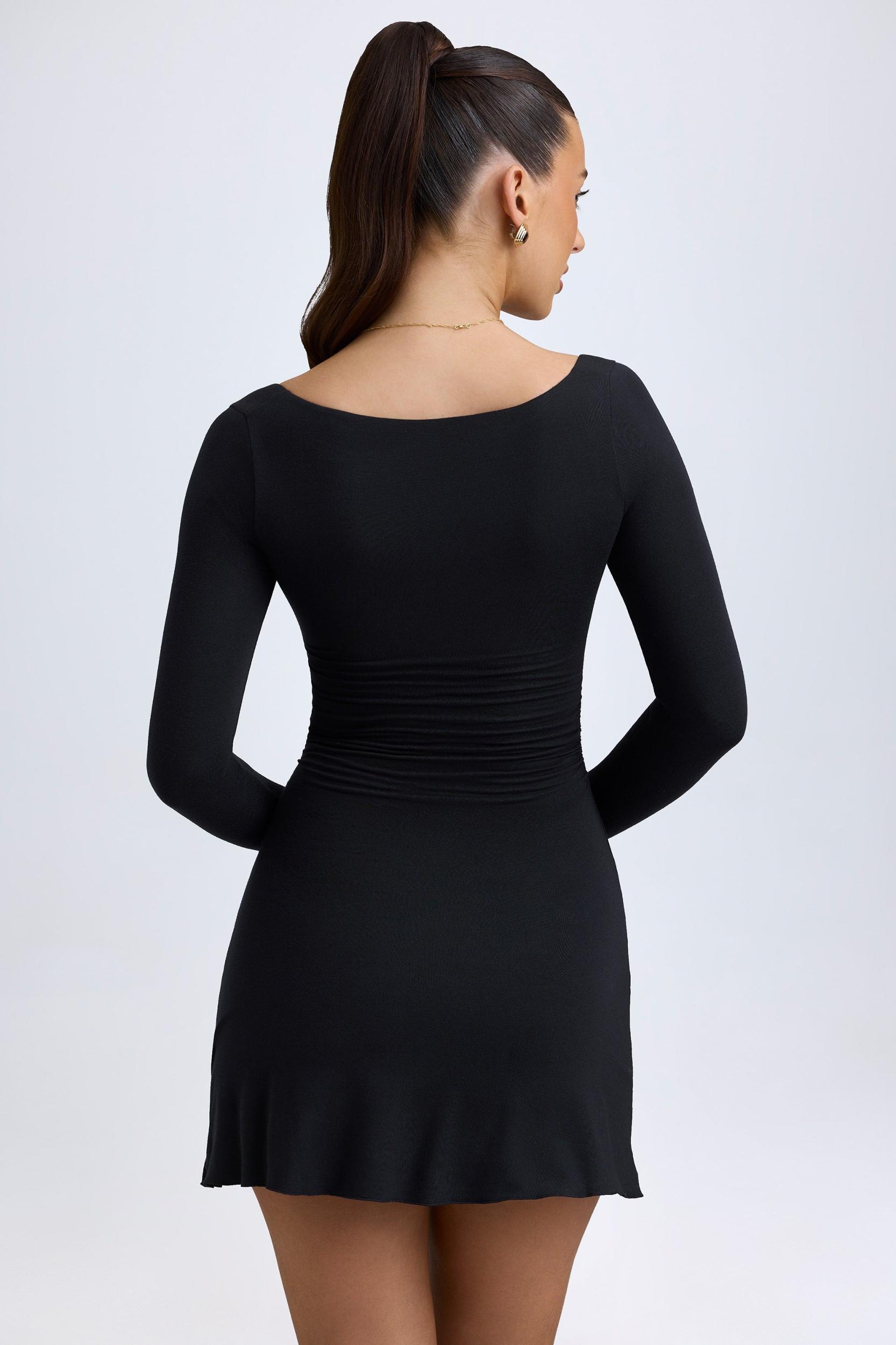 Modal Layered A-Line Mini Dress in Black Product Image