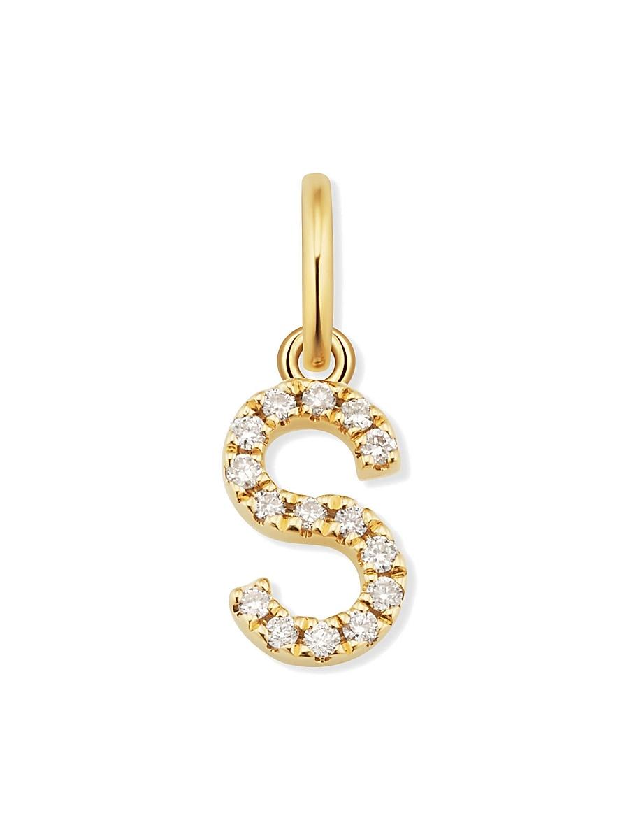 Womens 14K Yellow Gold My Letter Diamond Initial Pendant Charm Product Image