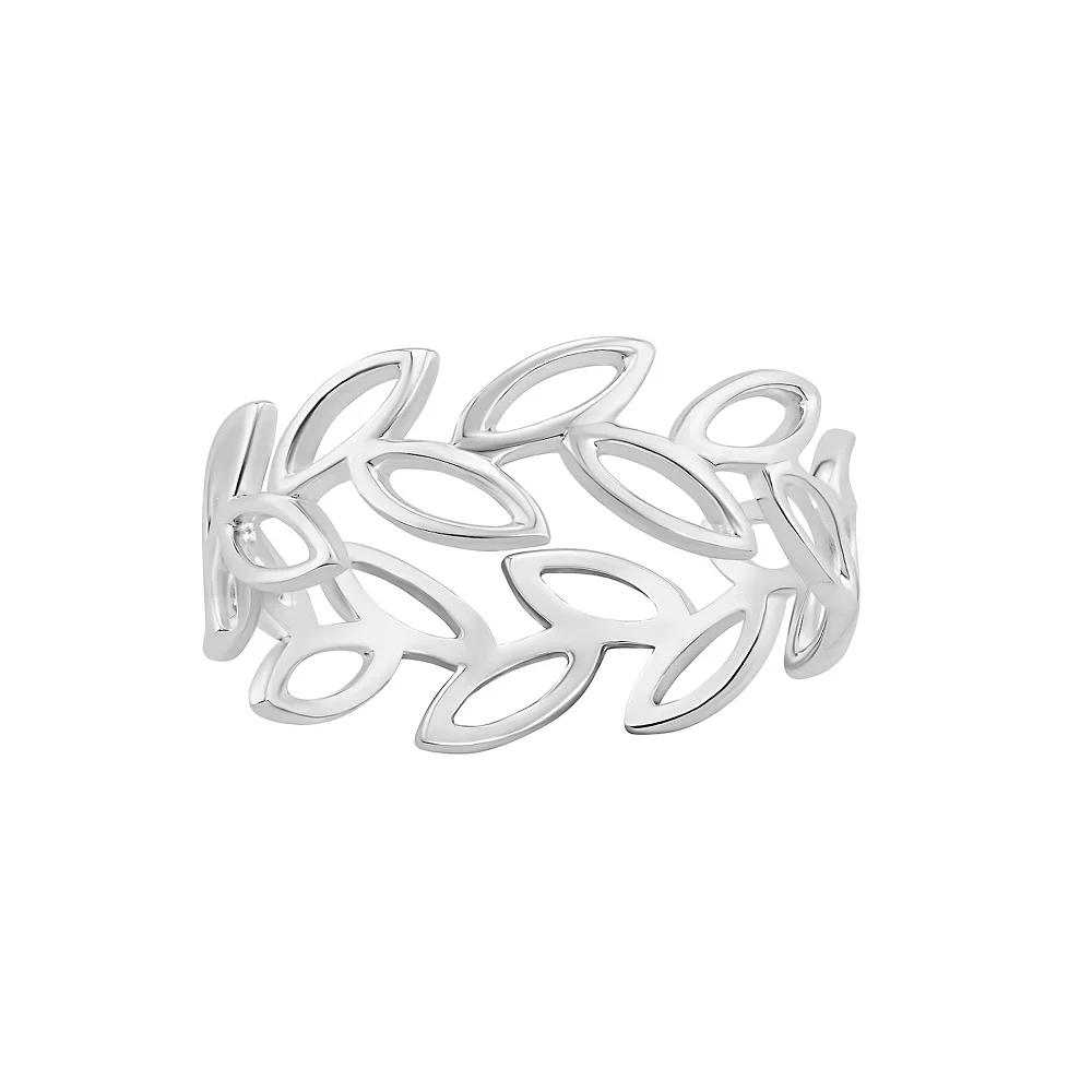 PRIMROSE Sterling Silver Cutout Leaf Band Ring, Women's, Size: 8 Product Image