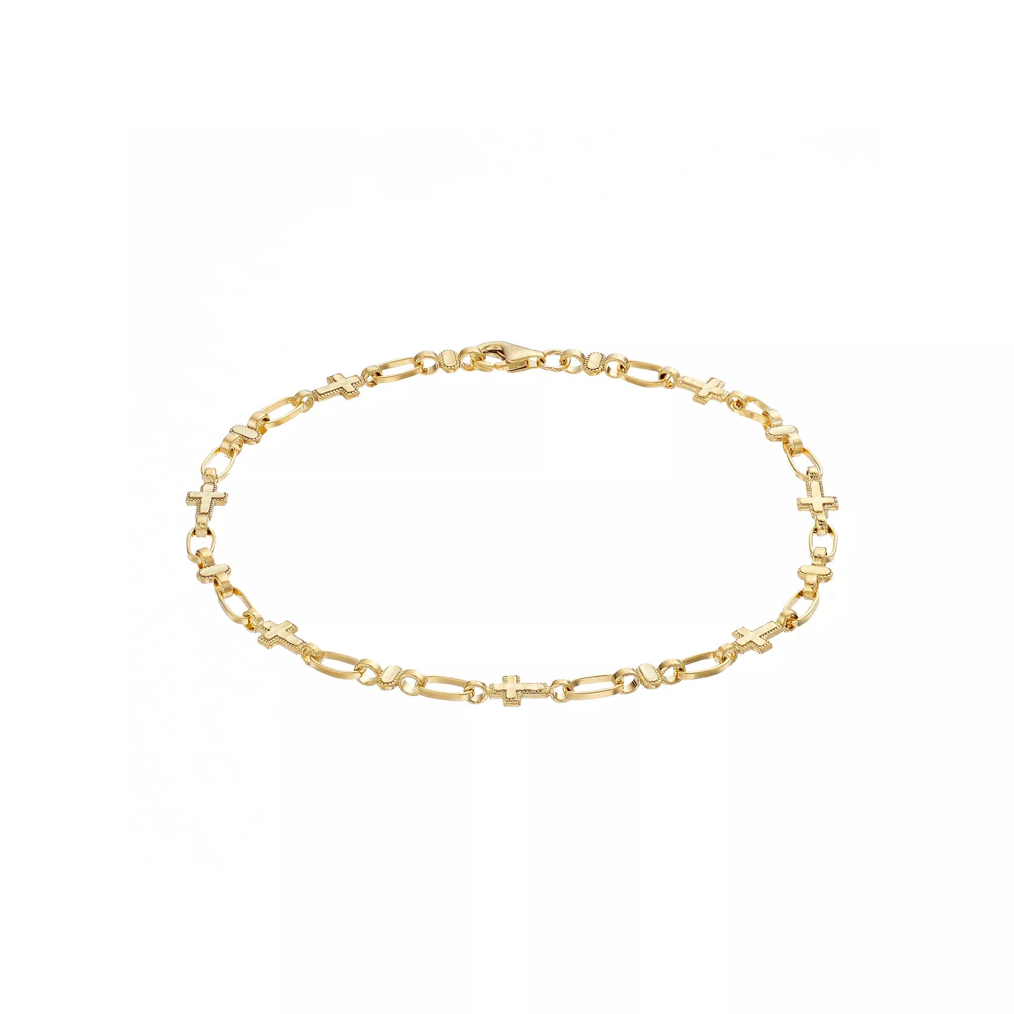 Kristen Kesho Sterling Silver Oval & Cross Link Bracelet, Women's, Size: 7.5", Gold Tone Product Image