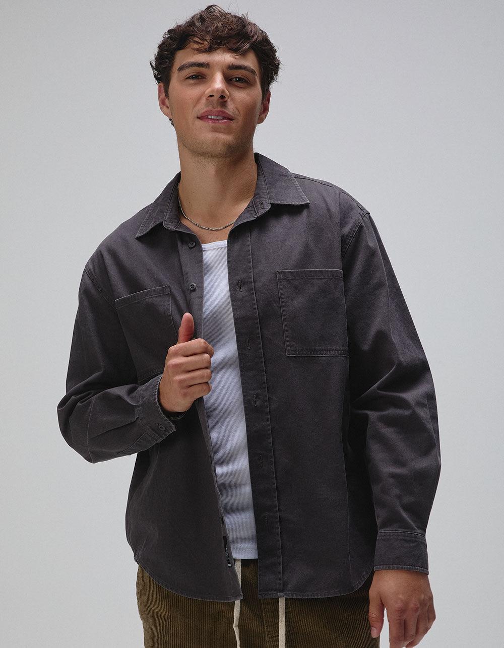 RSQ Mens Oversized Washed Twill Shirt - BLACK Product Image