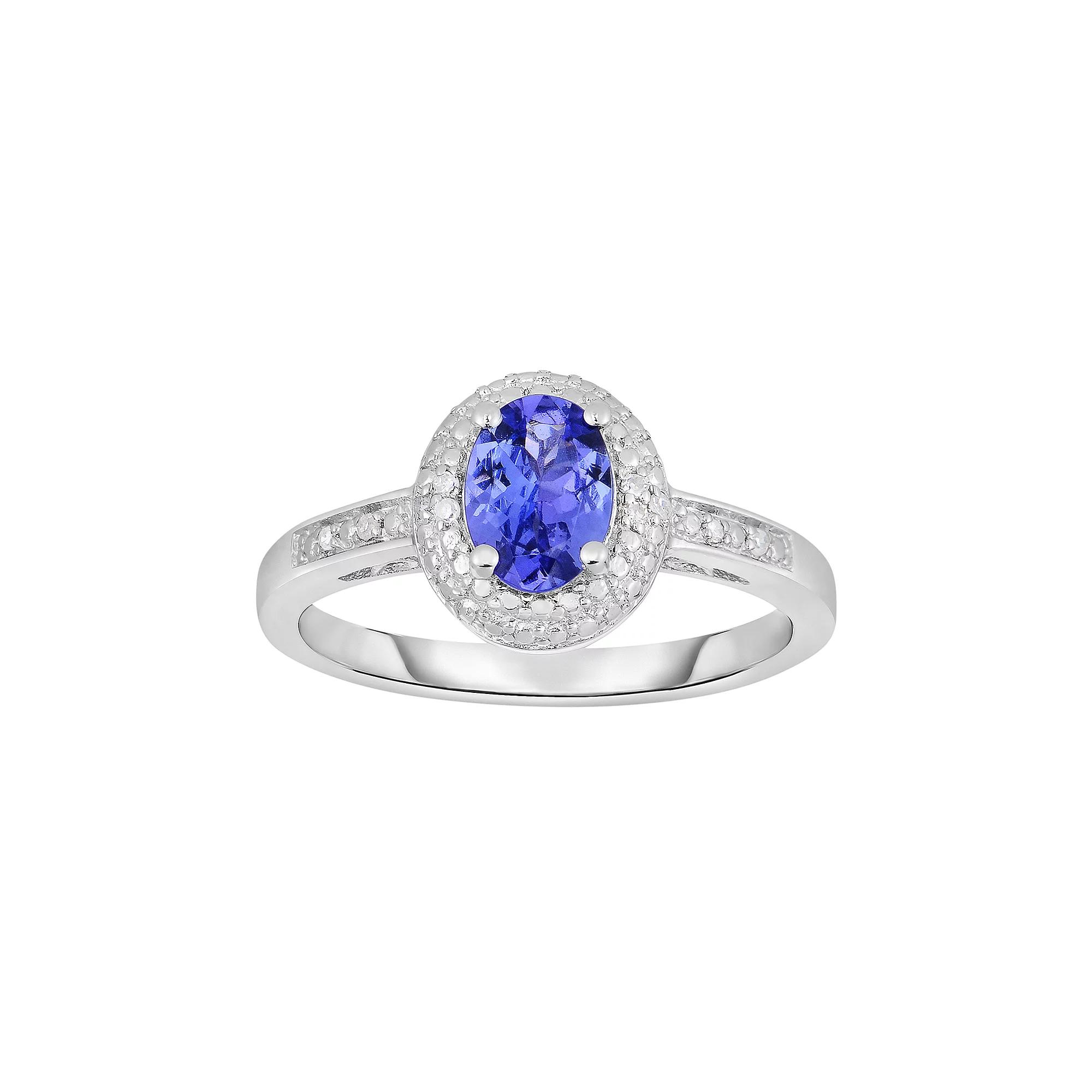Oro Leoni Tanzanite and Diamond Accent Sterling Silver Halo Ring, Women's,  Product Image