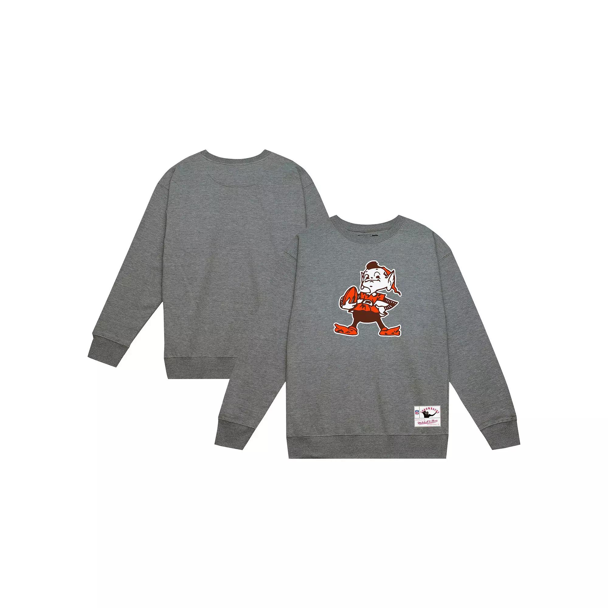 Men's Mitchell & Ness Heather Gray Cleveland Browns Basic Fleece Pullover Sweatshirt,  Product Image