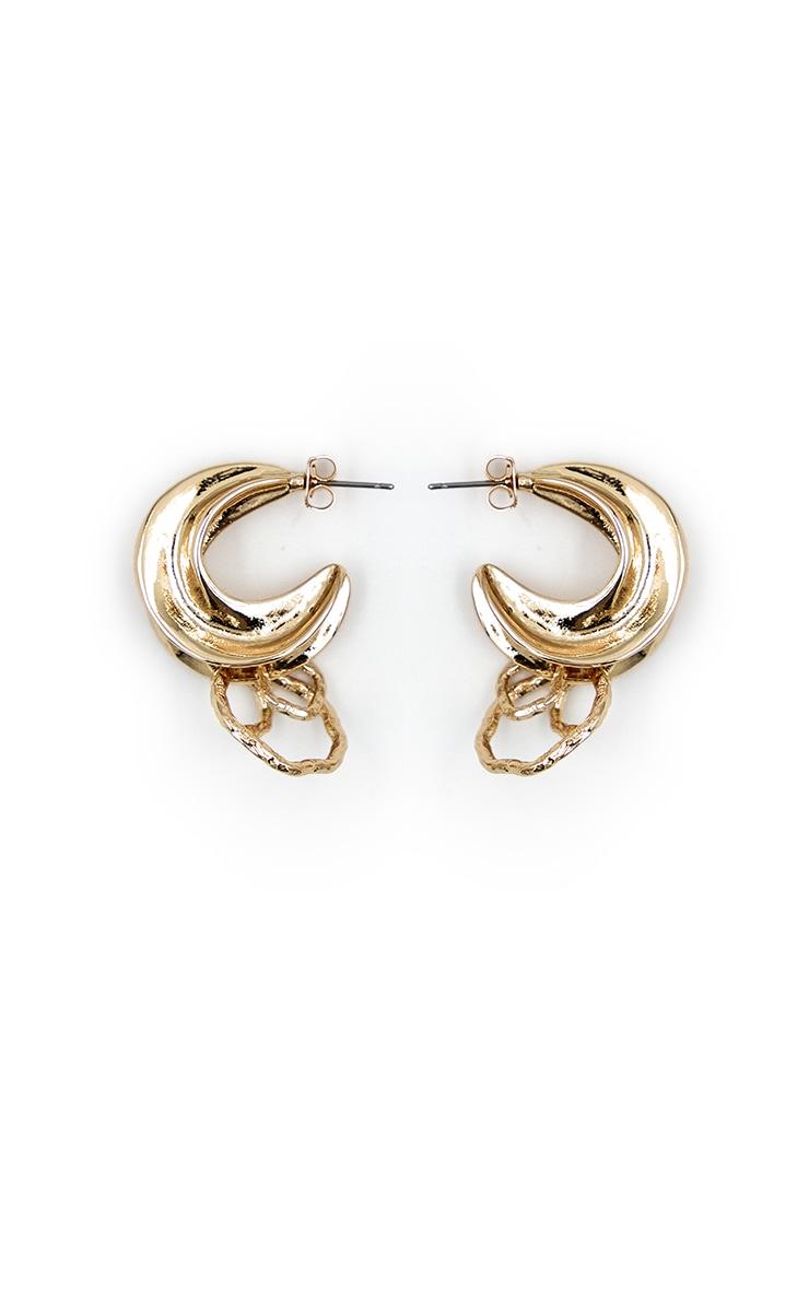 Gold Textured Layered Hoop Earrings Product Image