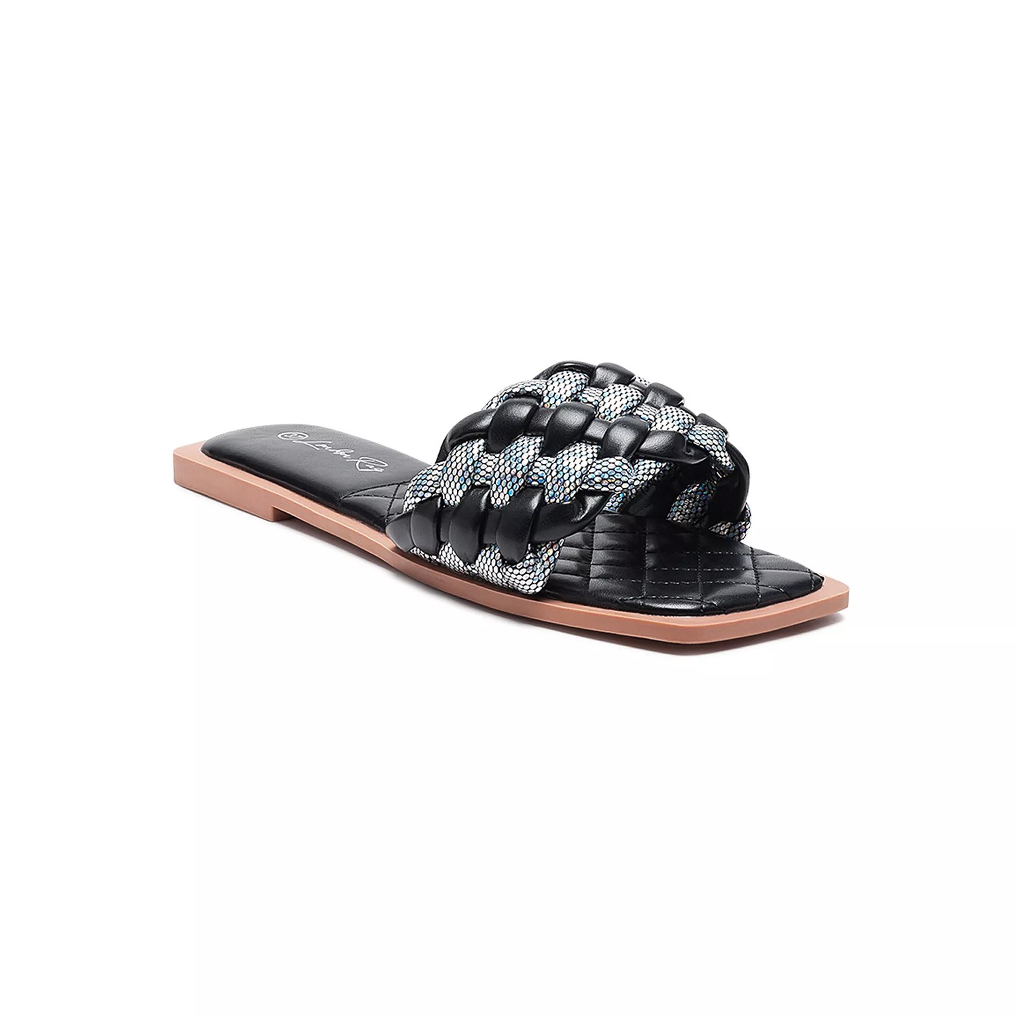 London Rag Allium Womens Metallic Woven Slide Sandals Product Image