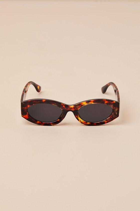 Senni Brown Tortoise Oval Sunglasses Product Image