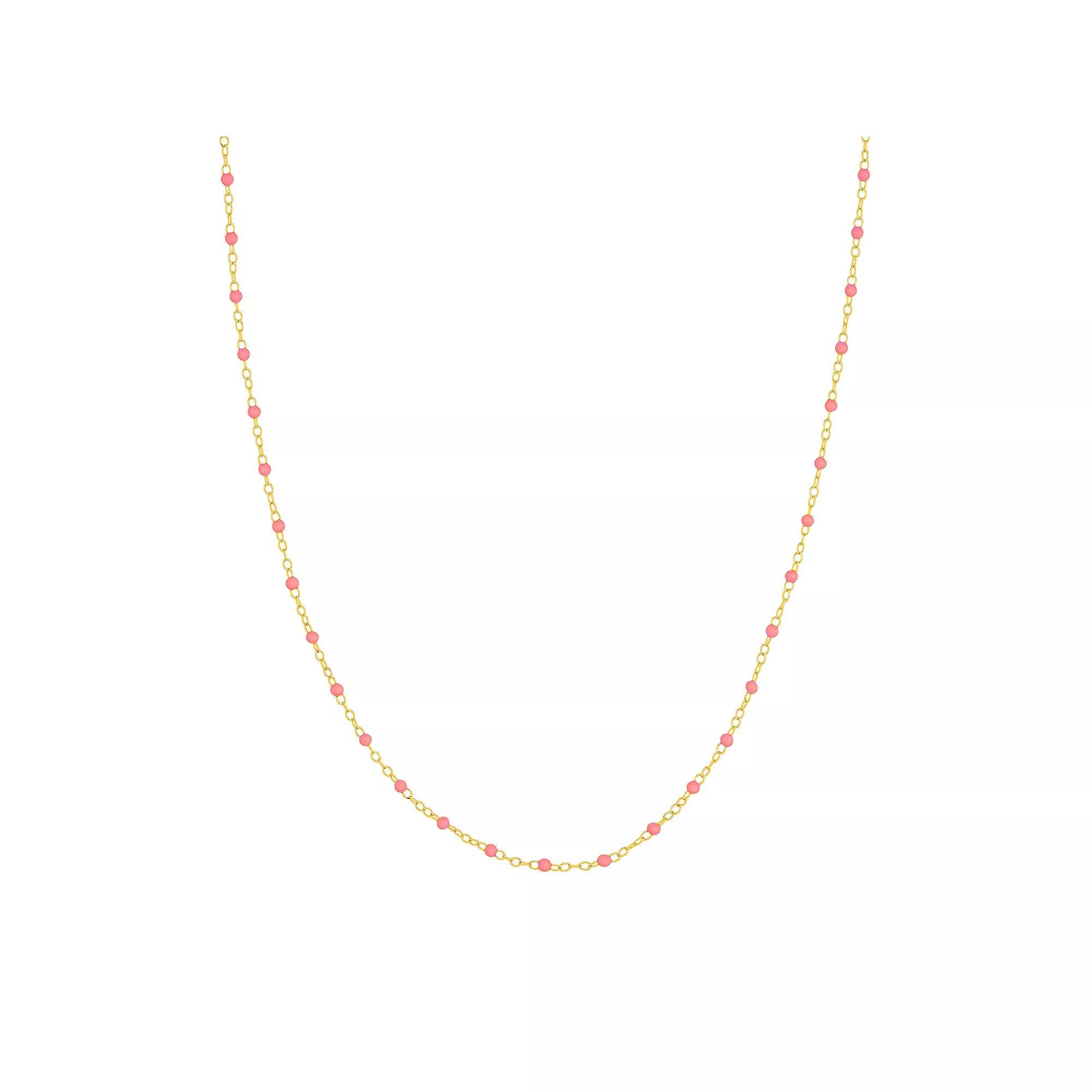 Color Romance 14k Gold Colored Enamel Bead Adjustable Necklace, Womens Product Image