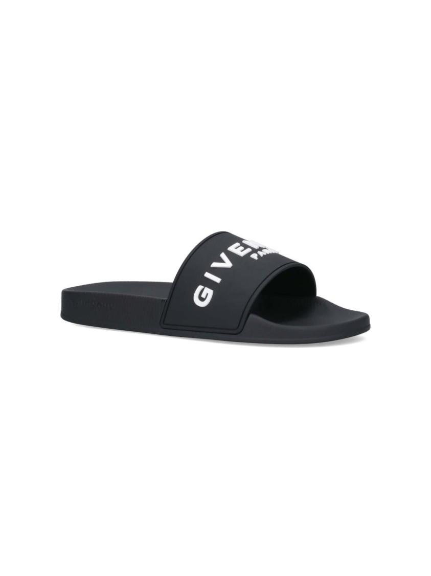 Black Logo-Print Pool Slides Product Image