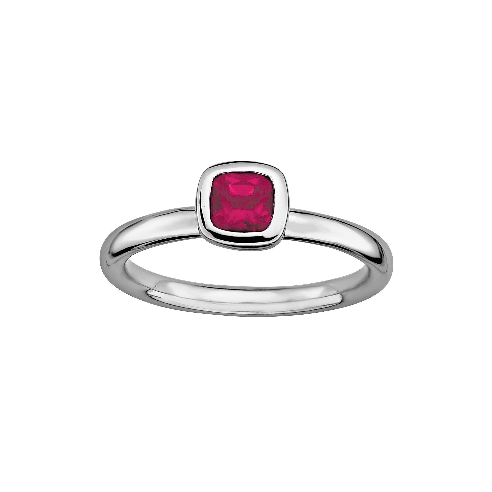 Stacks & Stones Sterling Silver Lab-Created Ruby Stack Ring, Women's, Size: 9 Product Image