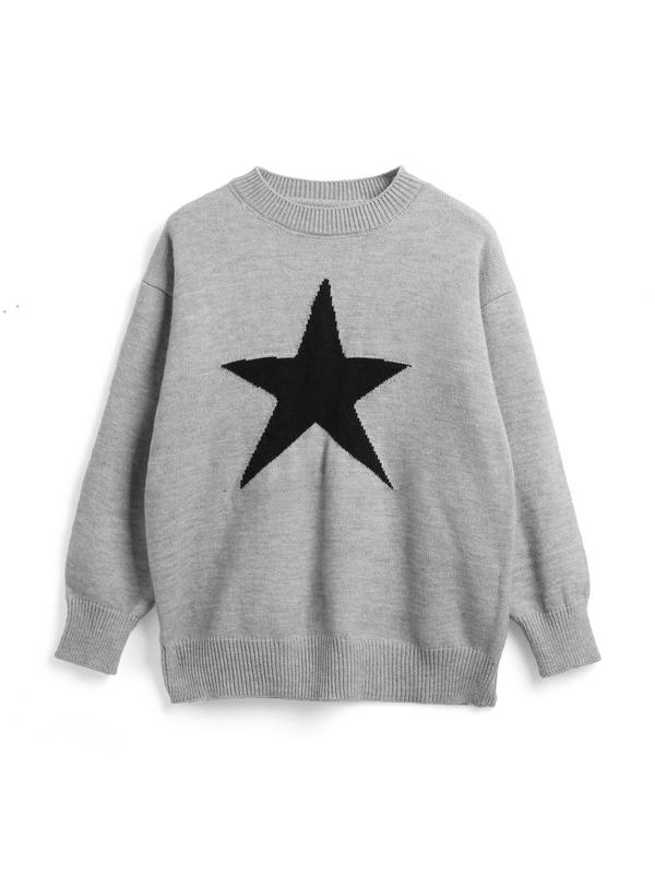 Vintage Star Jacquard Crew Neck Sweater Product Image
