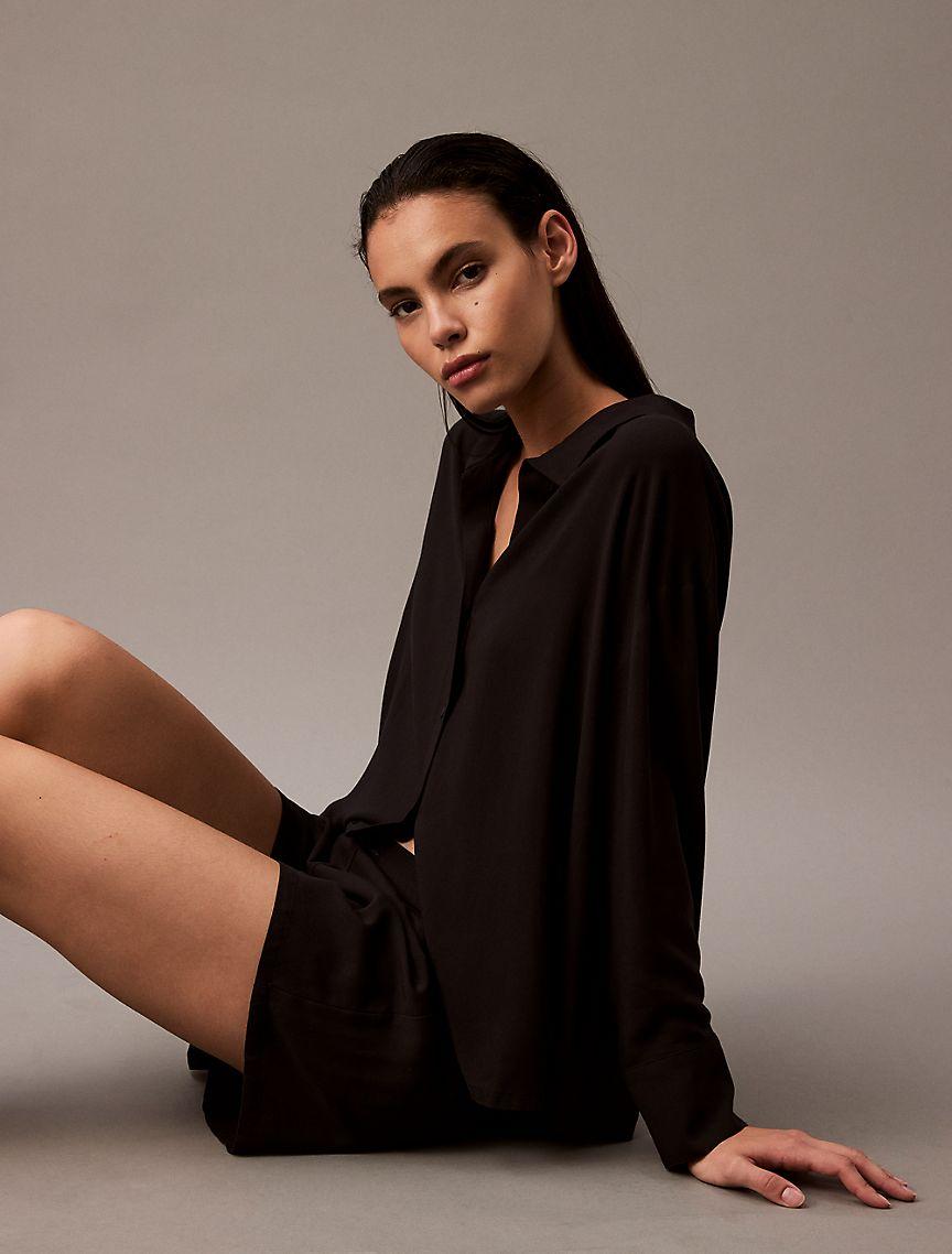 Woven Viscose Sleep Shorts Product Image