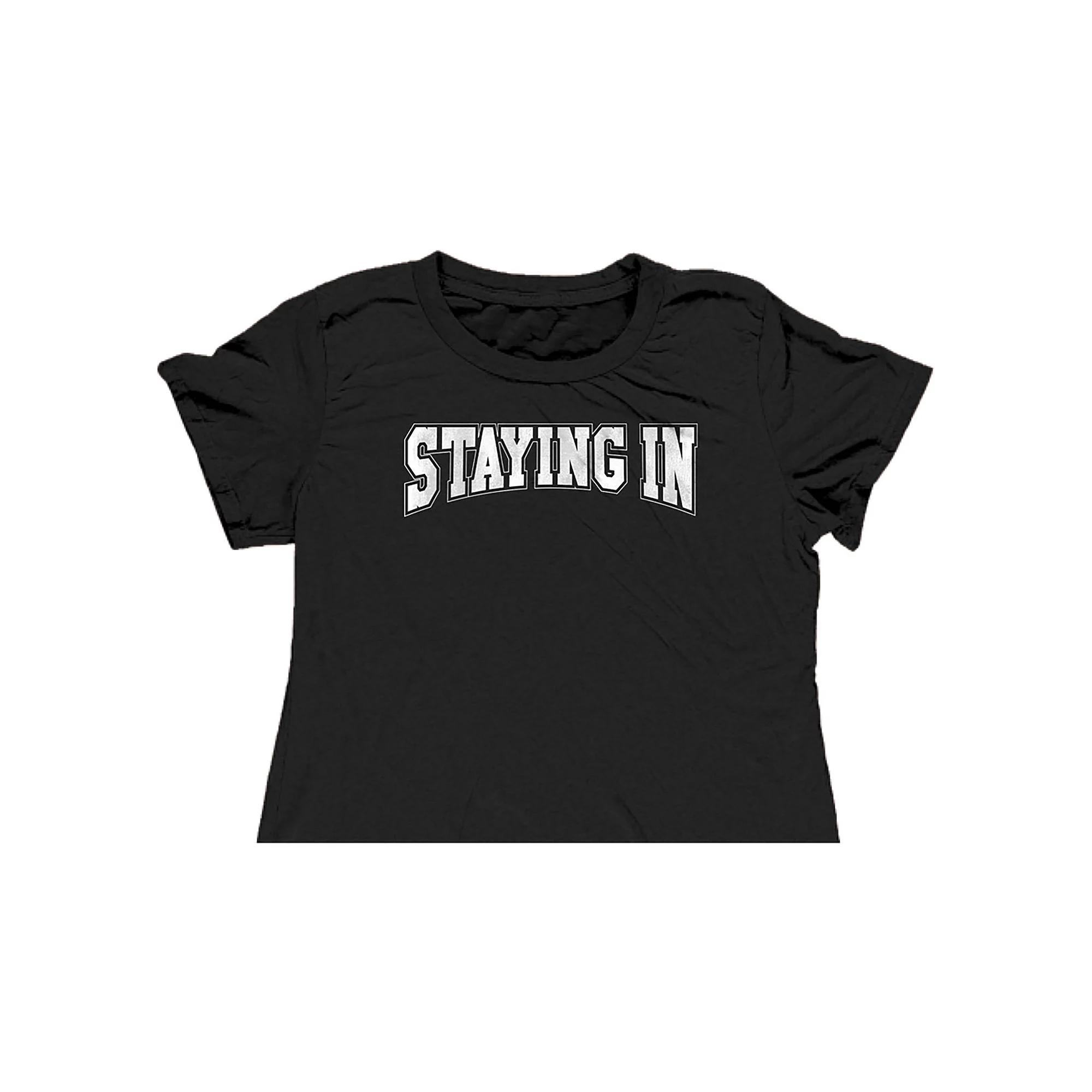 Womens Suburban Riot Staying In Crop Graphic Tee, Girls Product Image