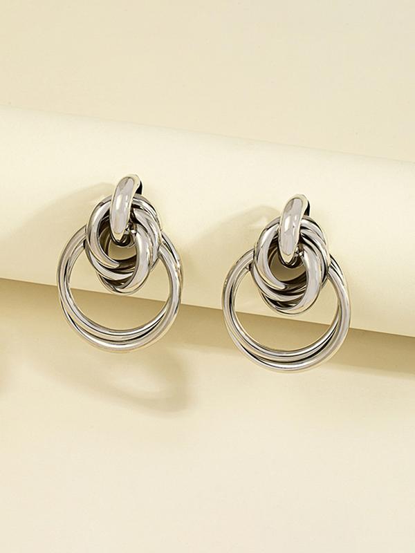 Geometric Hollow Shiny Earrings Accessories Product Image