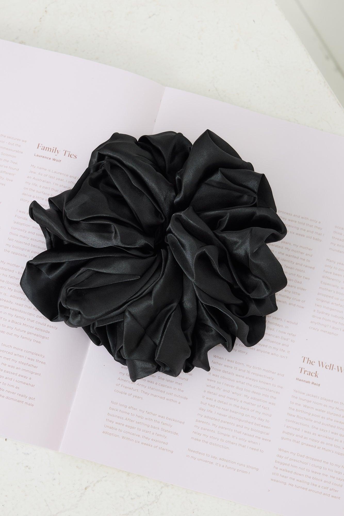 Jumbo Sleep Silk/Satin Scrunchie Black Product Image