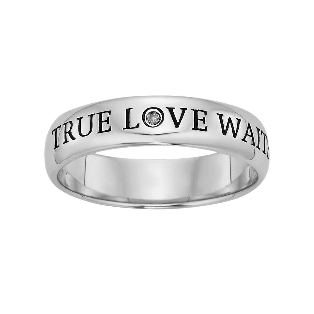 Sterling Silver Diamond Accent True Love Waits Purity Ring, Women's, Size: 5, Black & White Product Image