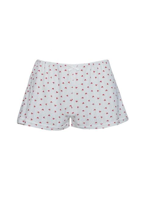 Sleepytea Pointelle Sleep Short White / Red Product Image