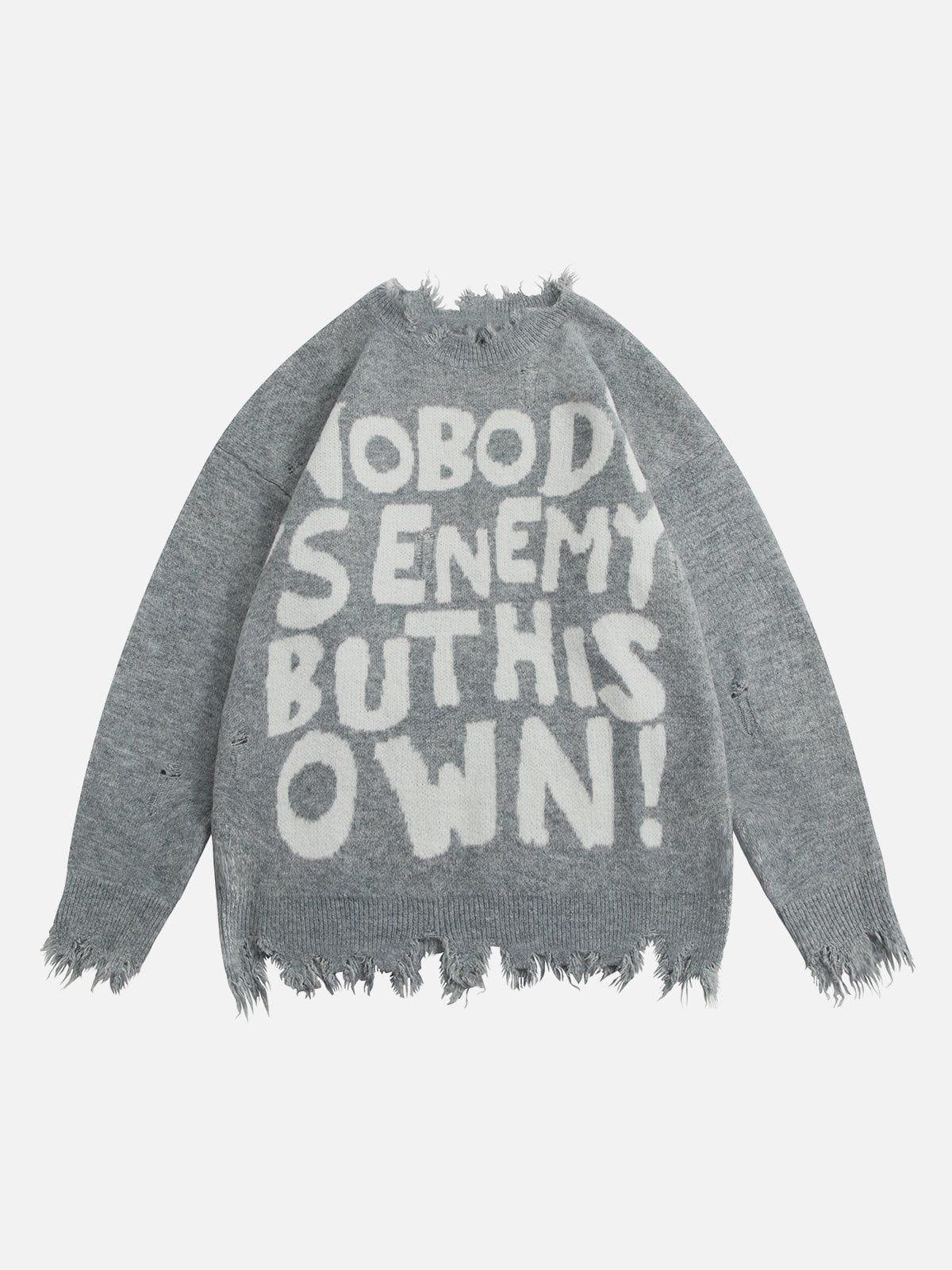 Aelfric Eden Letters Ripped Hole Sweater Product Image